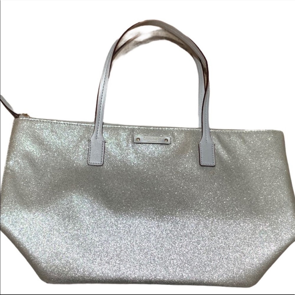 Kate Spade silver glitter shimmer tote bag
